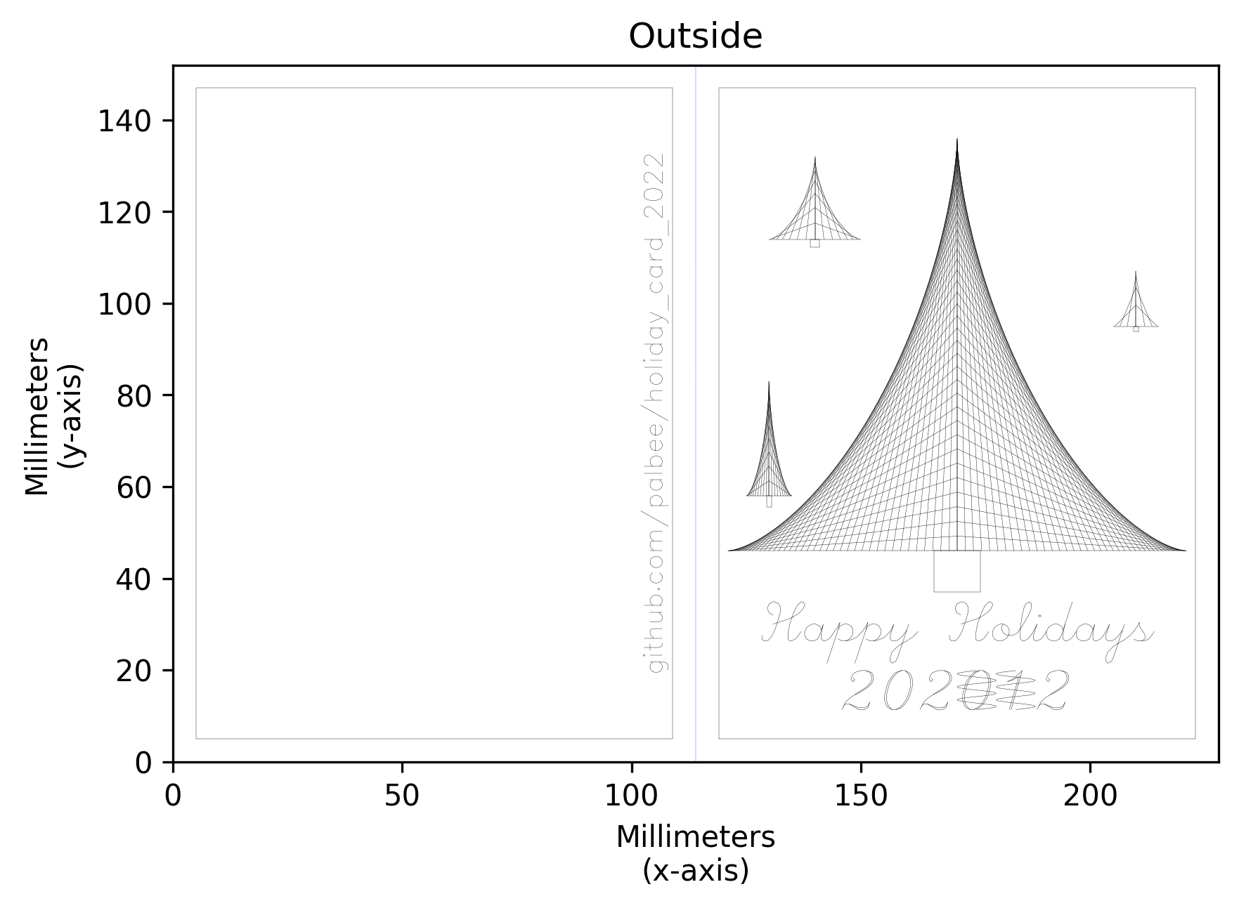 Outside of plotted holiday card.